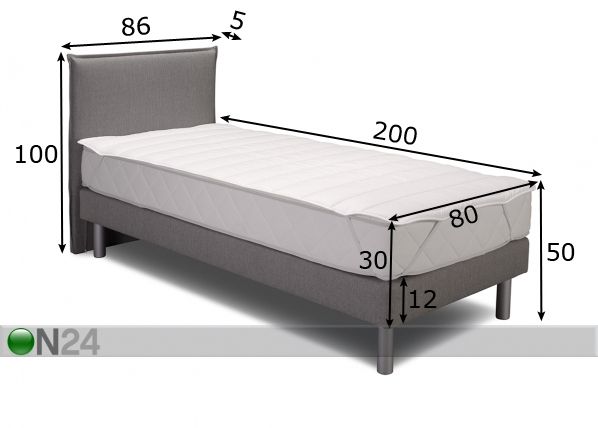 Hypnos sänkypaketti Cork 80x200 cm mitat