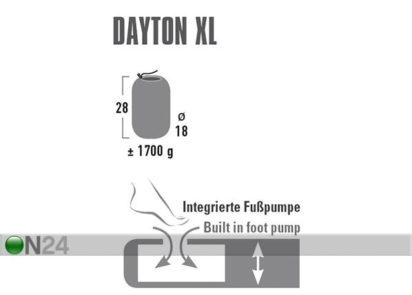 Ilmapatja integroidulla pumpulla High Peak Dayton XL 197x70x10 cm, tummanharmaa mitat