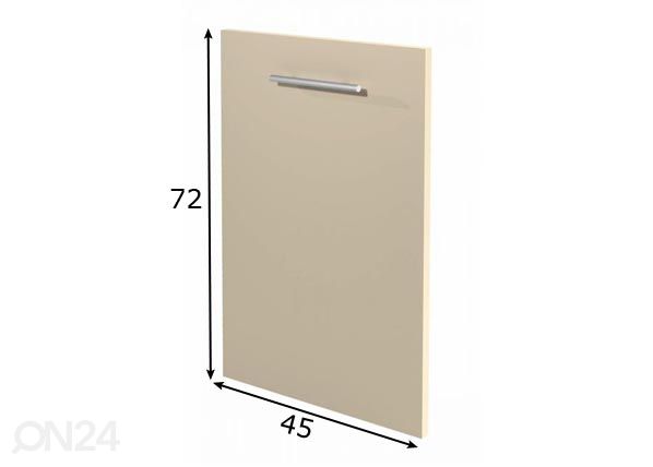 Integroitavan astianpesukoneen ovi 45 cm mitat