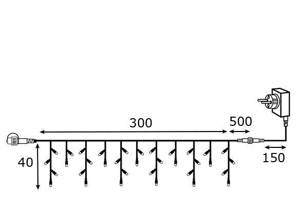 Jatkettava LED valonauhaStart Icicles 3x0,4 m mitat