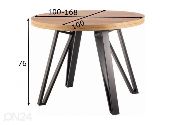 Jatkettava ruokapöytä 100-168x100 cm mitat