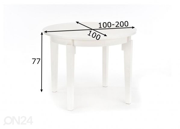 Jatkettava ruokapöytä 100/200x100 cm mitat