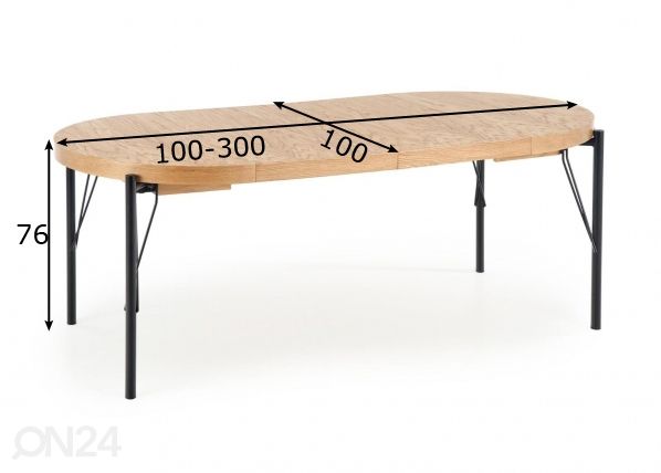 Jatkettava ruokapöytä 100/300x100 cm mitat