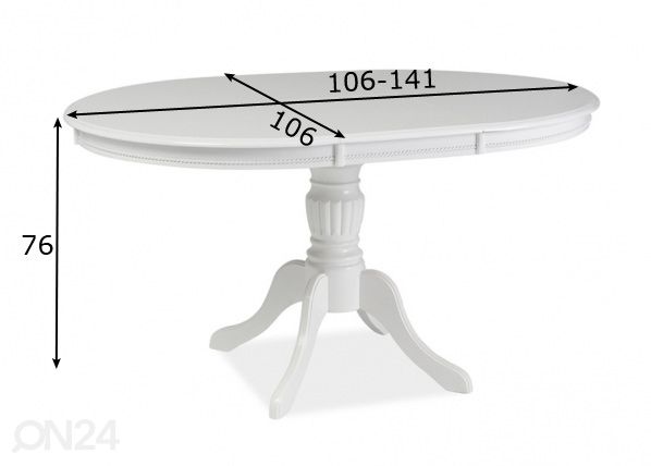 Jatkettava ruokapöytä 106x106-141 cm mitat