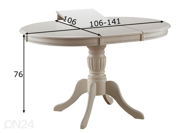Jatkettava ruokapöytä 106x106-141 cm mitat