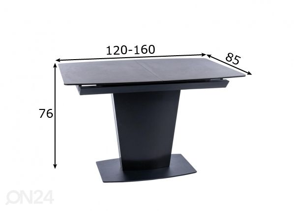Jatkettava ruokapöytä 120-160x85 cm mitat