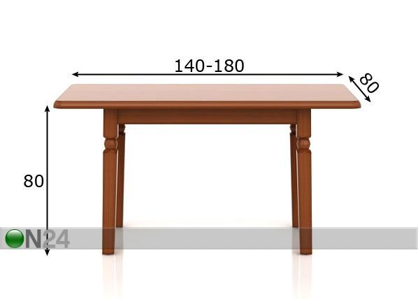 Jatkettava ruokapöytä 140-180 cm mitat