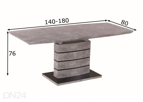 Jatkettava ruokapöytä 140-180x80 cm mitat