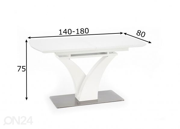 Jatkettava ruokapöytä 140/180x80 cm mitat