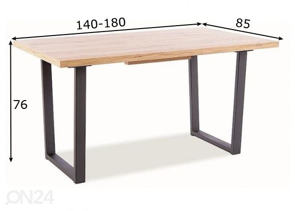 Jatkettava ruokapöytä 140-180x85 cm mitat
