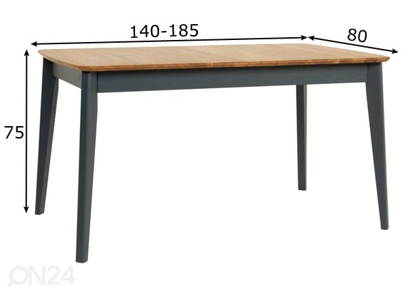 Jatkettava ruokapöytä 140/185x80 cm mitat
