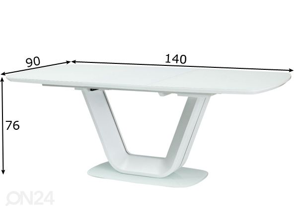 Jatkettava ruokapöytä 140-200x90 cm mitat