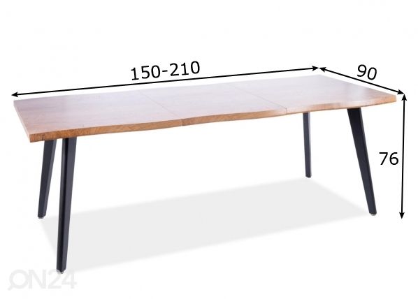 Jatkettava ruokapöytä 150-210x90 cm mitat