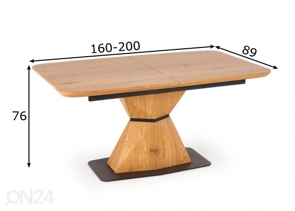 Jatkettava ruokapöytä 160/200x89 cm mitat