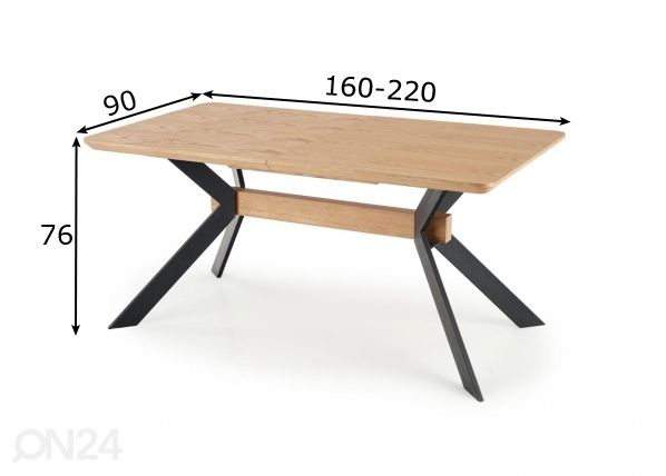 Jatkettava ruokapöytä 160/220x90 cm mitat