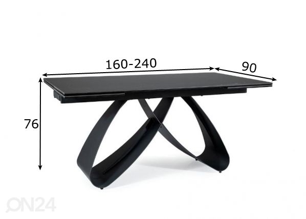 Jatkettava ruokapöytä 160-240x90 cm mitat