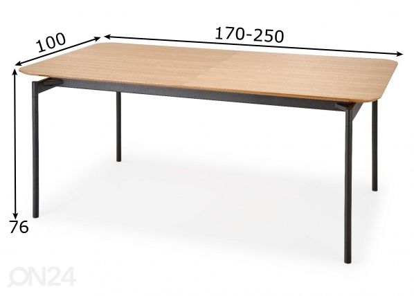 Jatkettava ruokapöytä 170/250x100 cm mitat