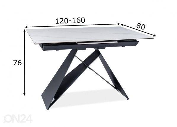 Jatkettava ruokapöytä 80x120-160 cm mitat