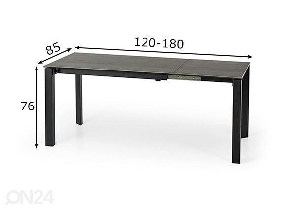 Jatkettava ruokapöytä 85x120-180 cm mitat