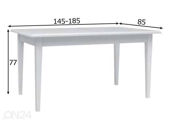 Jatkettava ruokapöytä 85x145-185 cm mitat