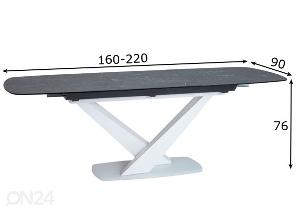 Jatkettava ruokapöytä 90x160-220 cm mitat