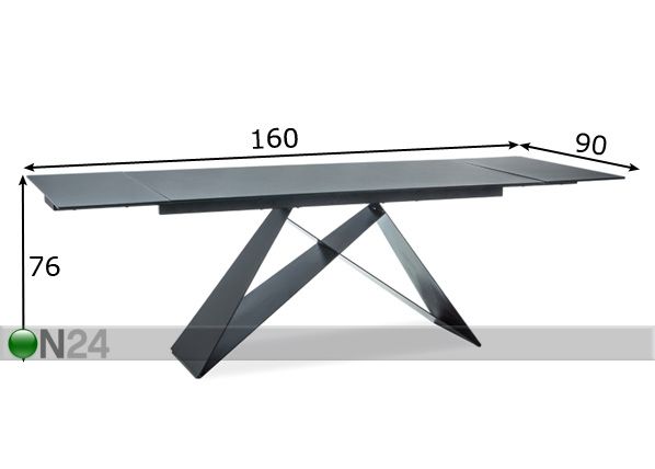 Jatkettava ruokapöytä 90x160-240 cm mitat