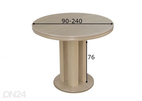 Jatkettava ruokapöytä 90x90-240 cm mitat