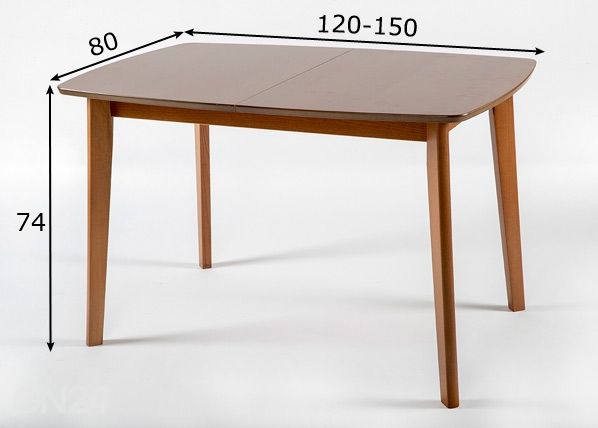 Jatkettava ruokapöytä BARI 80x120-150 cm, pähkinä mitat