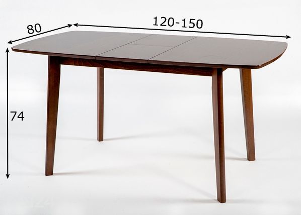 Jatkettava ruokapöytä Bari 80x120-150 cm, vaalea wenge mitat