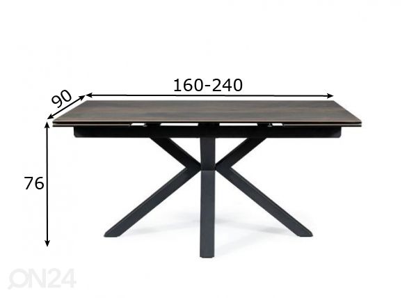 Jatkettava ruokapöytä Christopher 160-240x90 cm mitat