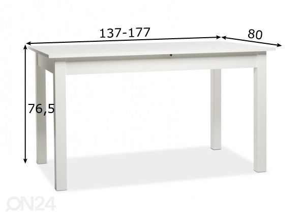 Jatkettava ruokapöytä Coburg 137-177x80 cm mitat