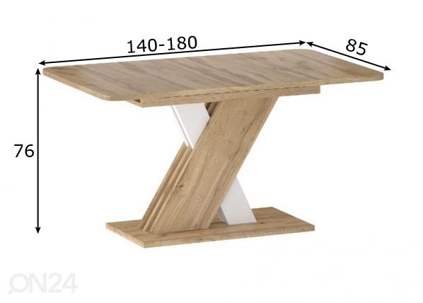 Jatkettava ruokapöytä Excellent 140-180x85 cm mitat