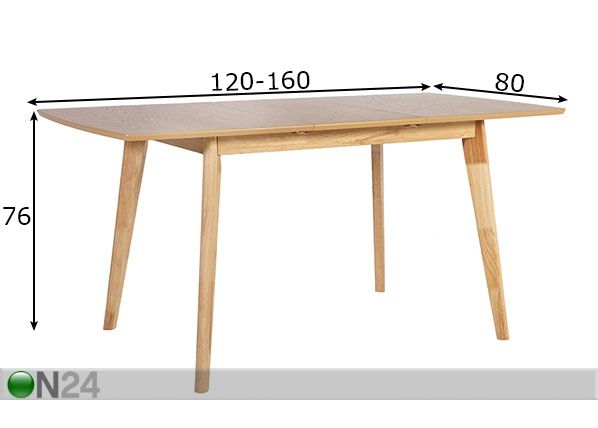 Jatkettava ruokapöytä Jonna 80x120-160 cm mitat