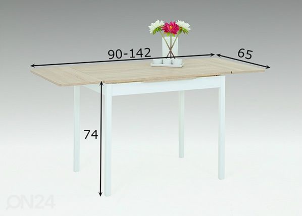 Jatkettava ruokapöytä Kiel I 90-142x65 cm mitat