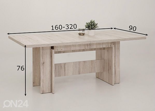 Jatkettava ruokapöytä Lia II 90x160-320 cm mitat