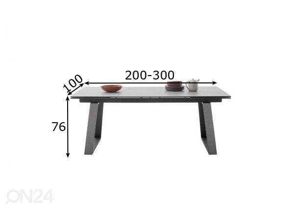 Jatkettava ruokapöytä Narbonne 200/300x100 cm mitat