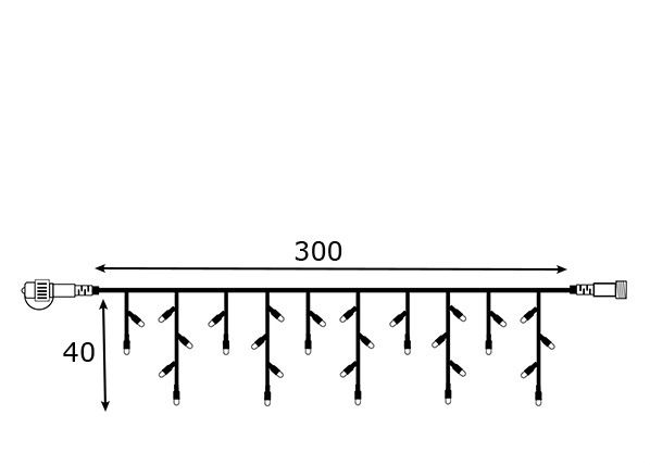 Jatkettavan valoketjun jatko-osa ICICLES 3x0,4 m mitat