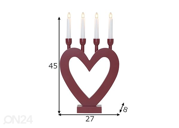 Joulukynttelikkö Dala, punainen mitat