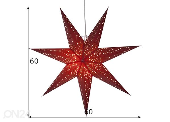 Joulutähti Galaxy 60 cm, punainen mitat
