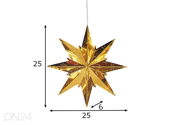 Joulutähti Star Mini 25 cm, messinki mitat