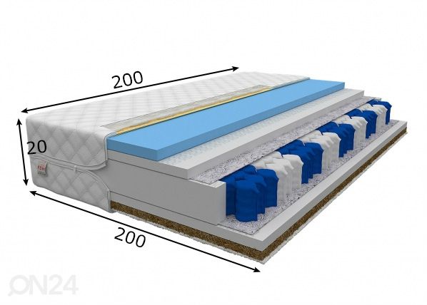 Joustinpatja 200x200 cm mitat