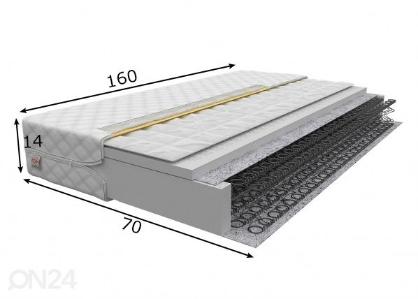 Joustinpatja Baby Natural 70x160 cm mitat