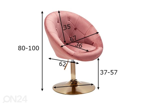 Kääntyvä nojatuoli Lounge, roosa mitat