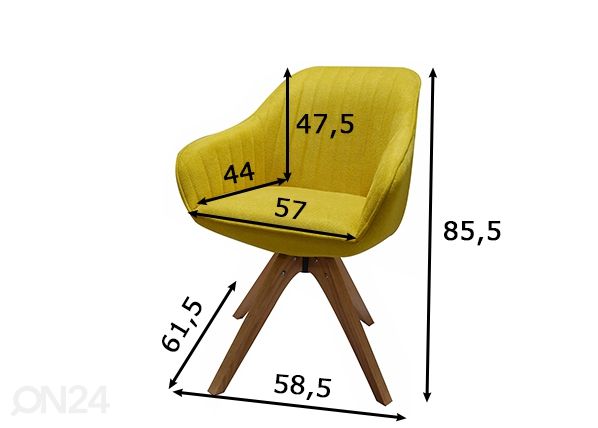 Kääntyvä ruokapöydän tuoli 360°, sinapinkeltainen mitat