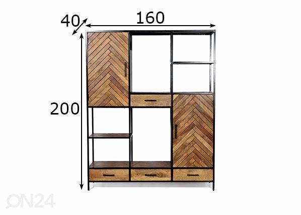 Kaappi/hylly Brooklyn 160 cm mitat