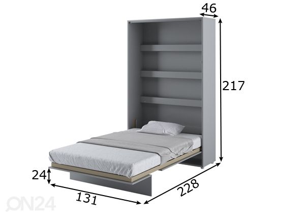 Kaappisänky Lenart BED CONCEPT 120x200 cm mitat