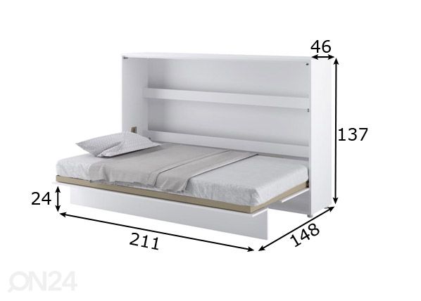 Kaappisänky Lenart BED CONCEPT 120x200 cm mitat