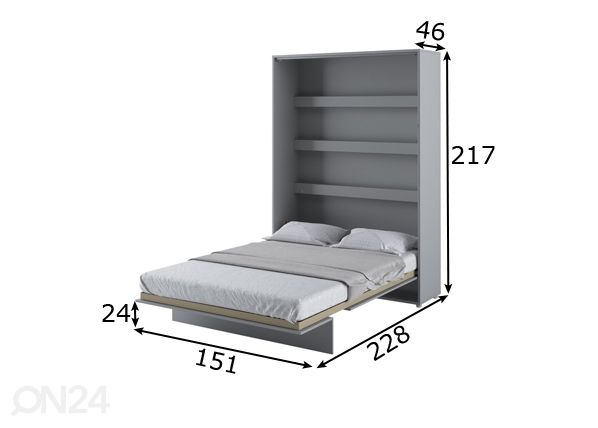 Kaappisänky Lenart BED CONCEPT 140x200 cm mitat