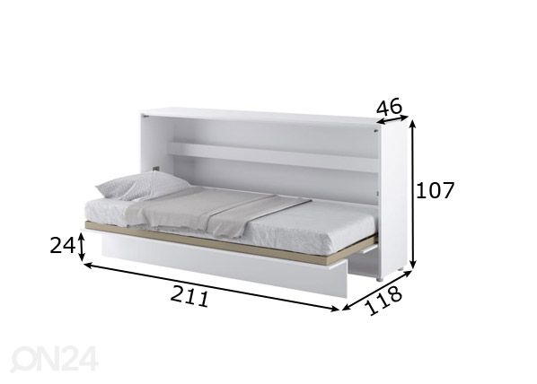 Kaappisänky Lenart BED CONCEPT 90x200 cm mitat