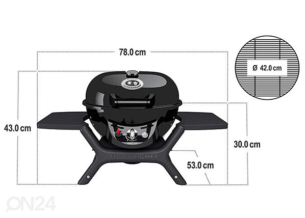 Kaasugrilli P-420G Minichef mitat